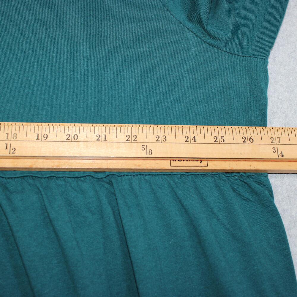 Ulla Popken Dress Women 24/26 Green Jersey Midi 3/4 Sleeve Swing Pockets Long - Picture 8 of 9